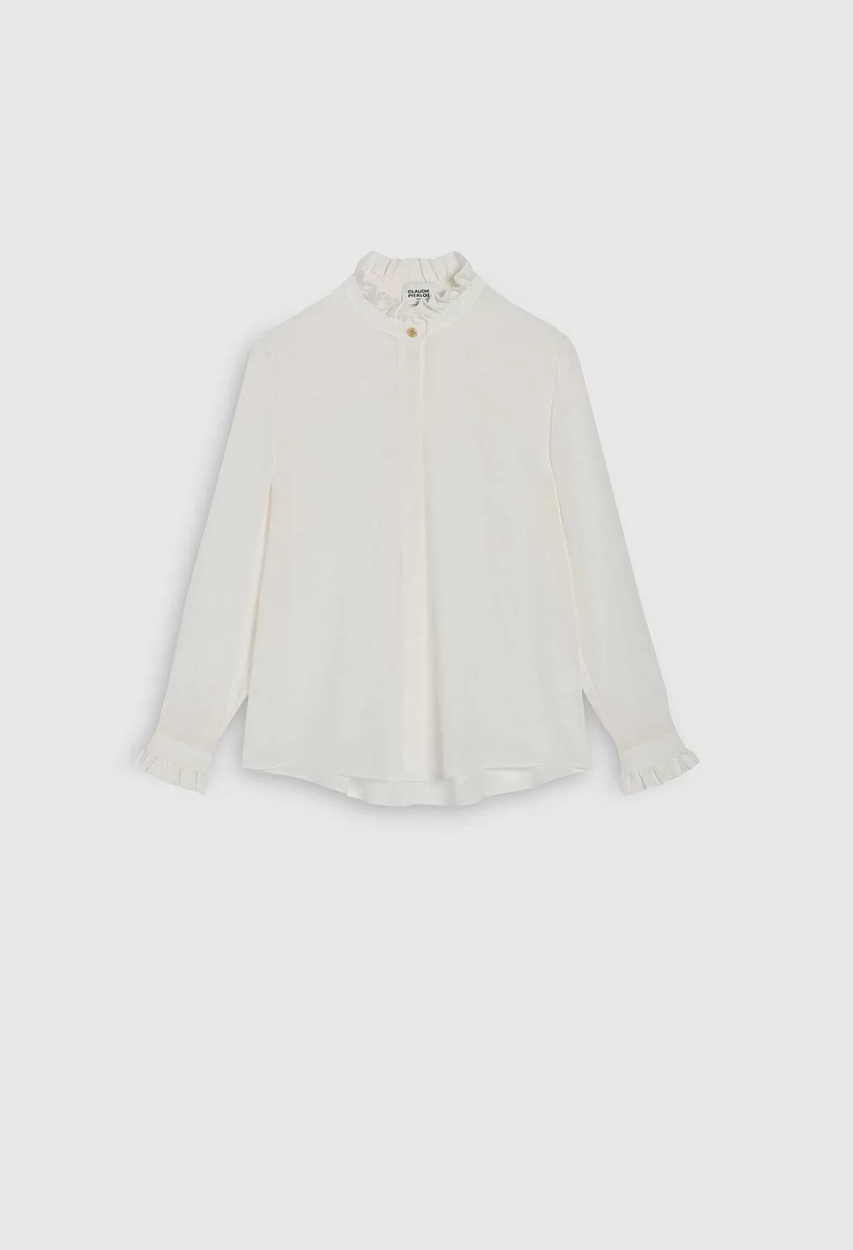 Claudie Pierlot Chemise Blanche Col Montant Ondule Fashion