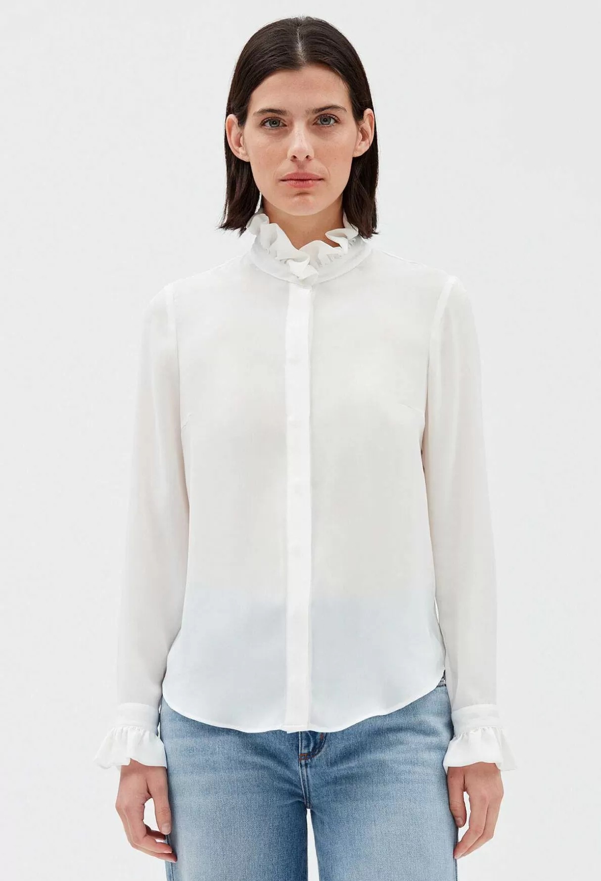 Claudie Pierlot Chemise Col Victorien Ecrue Discount