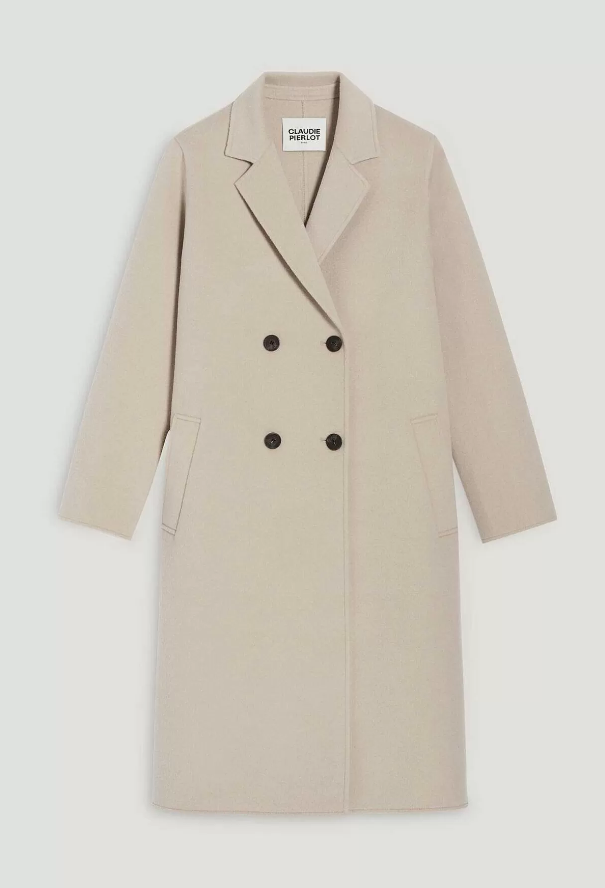 Claudie Pierlot Manteau Mi-Long Laine Melangee Beige Online