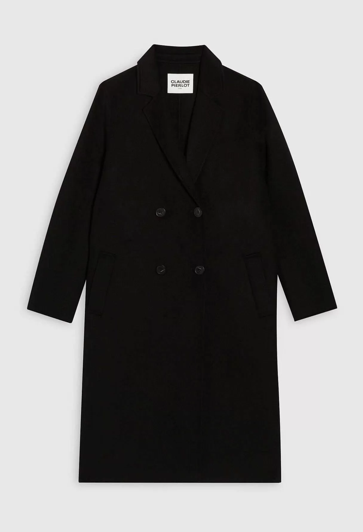 Claudie Pierlot Manteau Noir Droit Mi-Long Hot