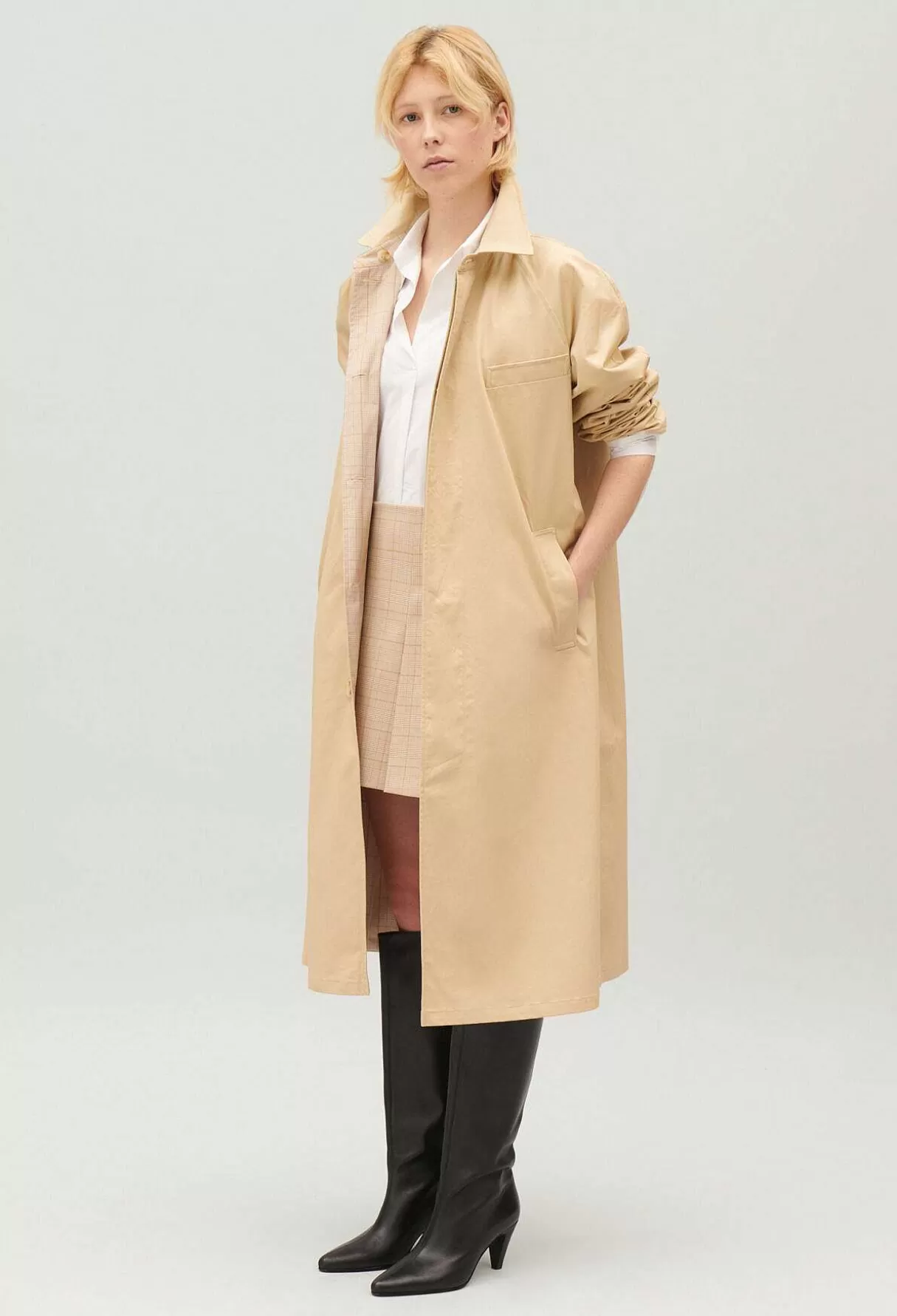 Claudie Pierlot Manteau Reversible Mi-Long Beige Best