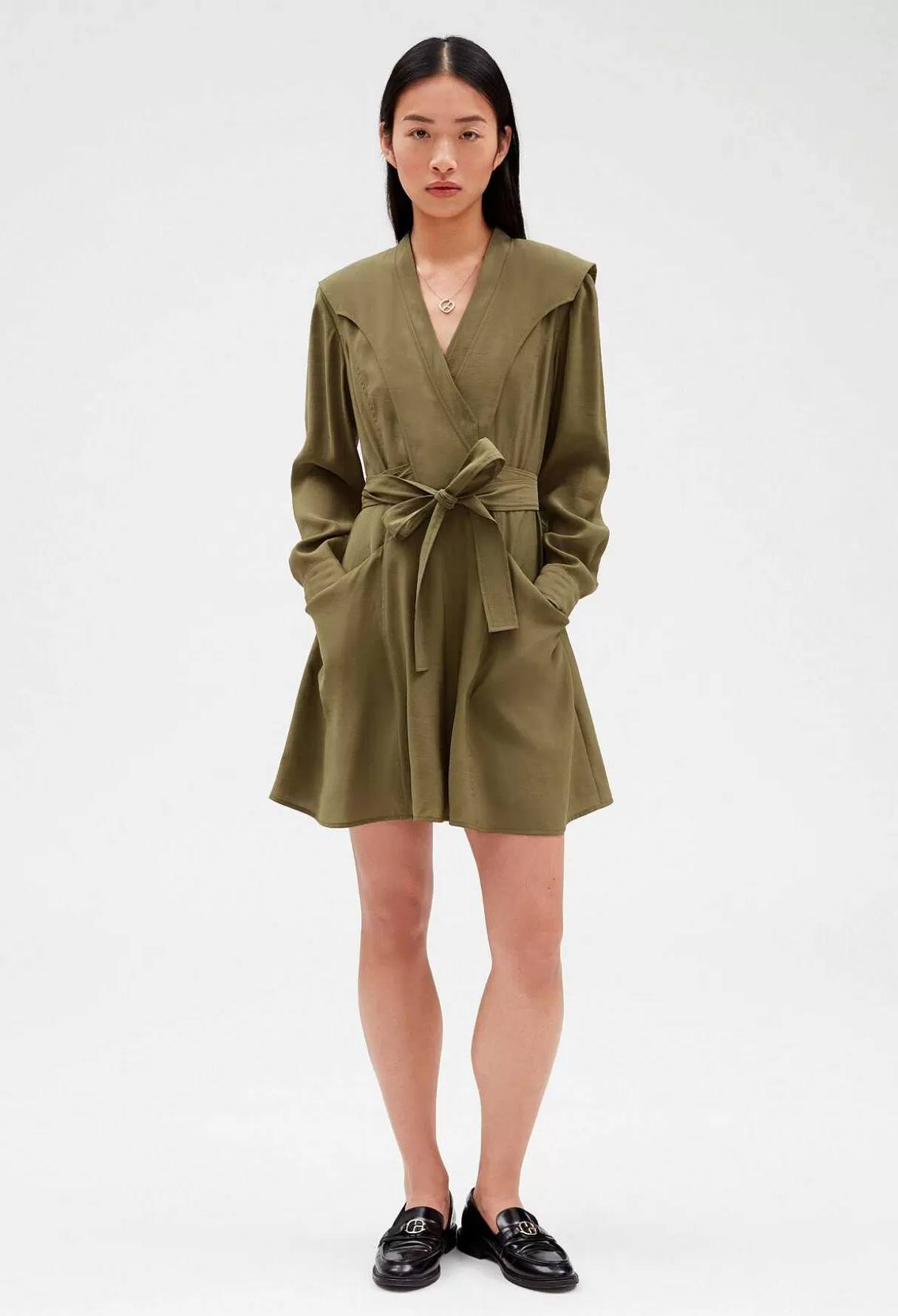 Claudie Pierlot Robe Courte A Nouer Kaki Sale