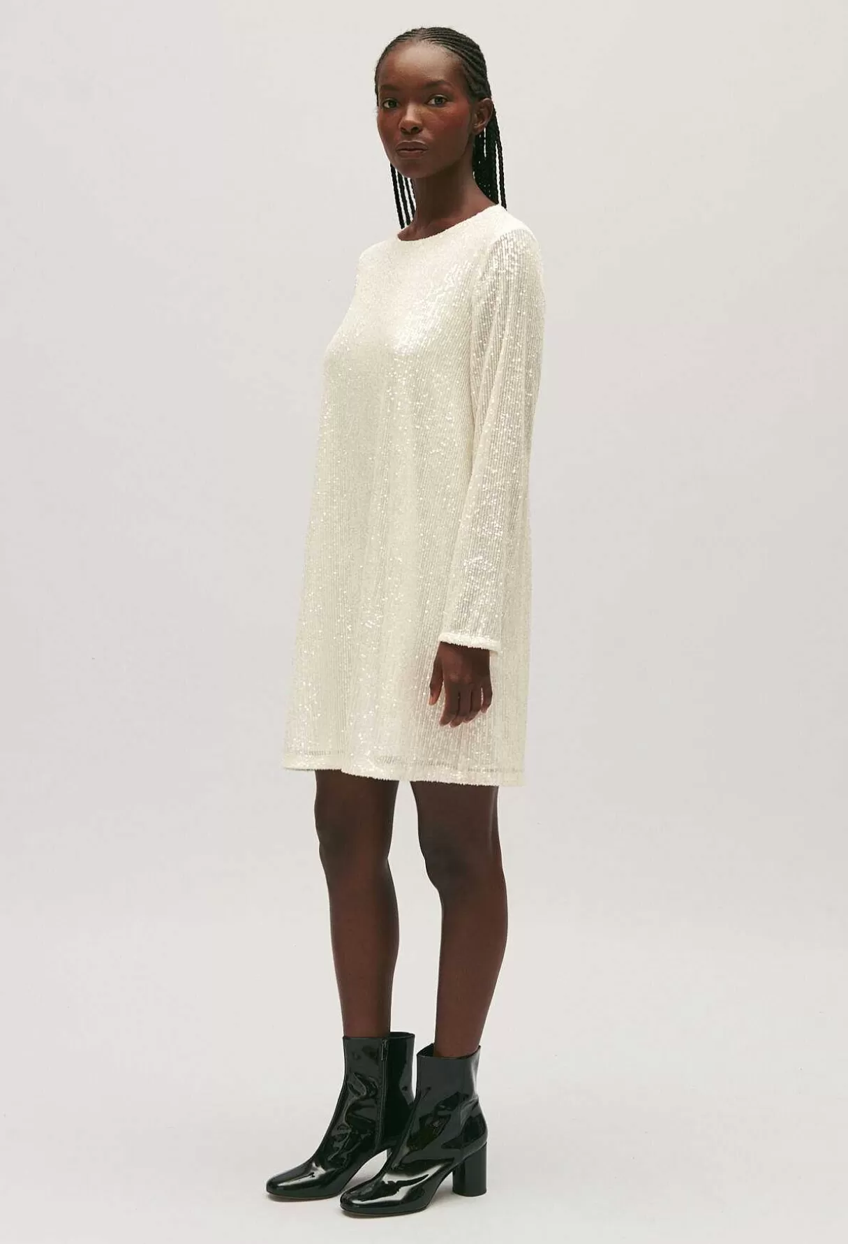 Claudie Pierlot Robe Courte Rififi Sequins Ecrue Clearance