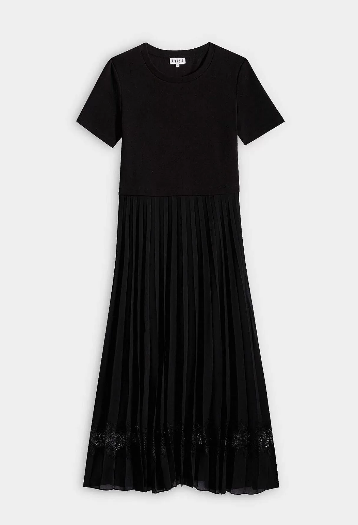 Claudie Pierlot Robe Midi Twist Bi-Matiere Noire Shop