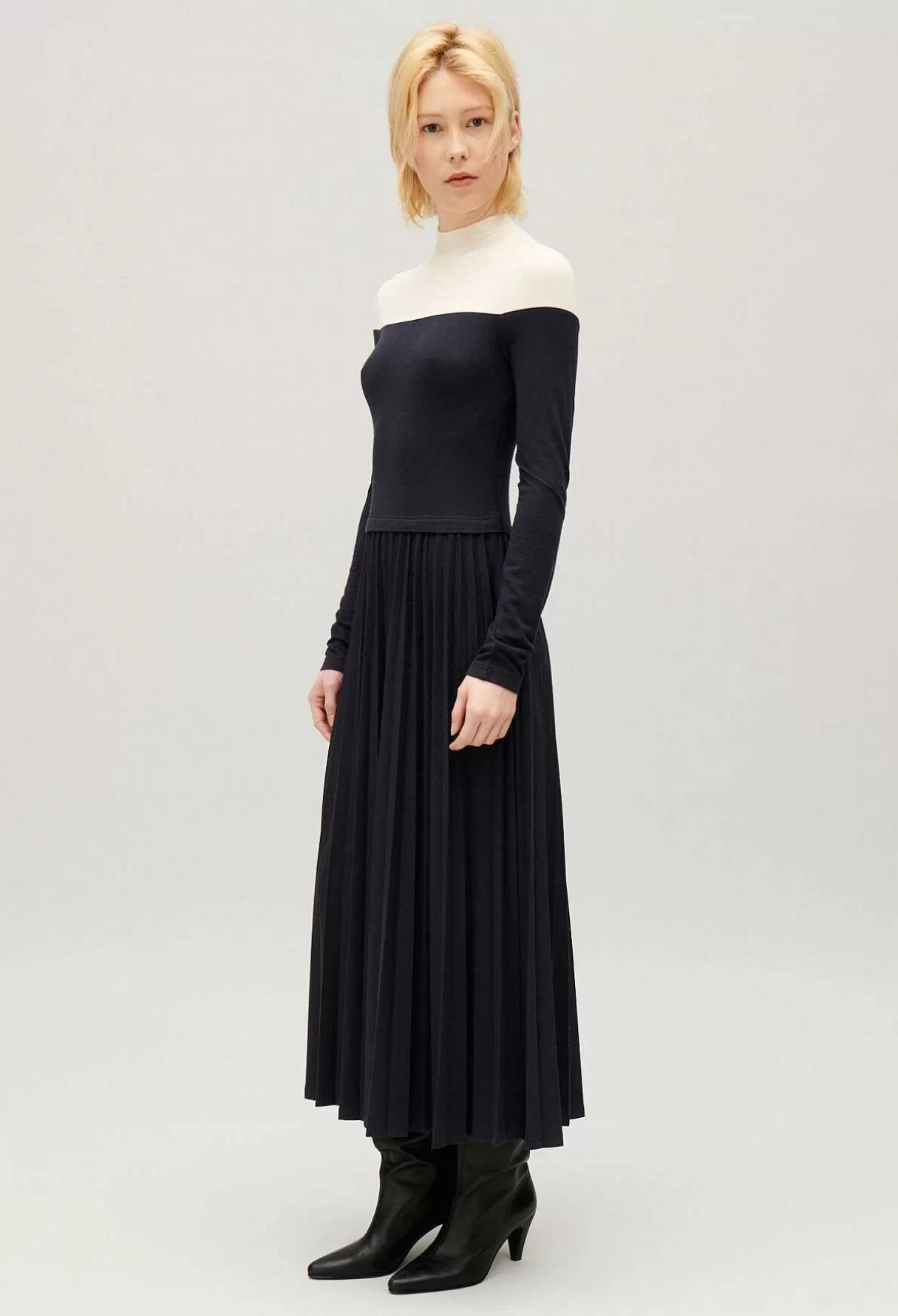 Claudie Pierlot Robe Twist Longue Plissee Tricolore Store