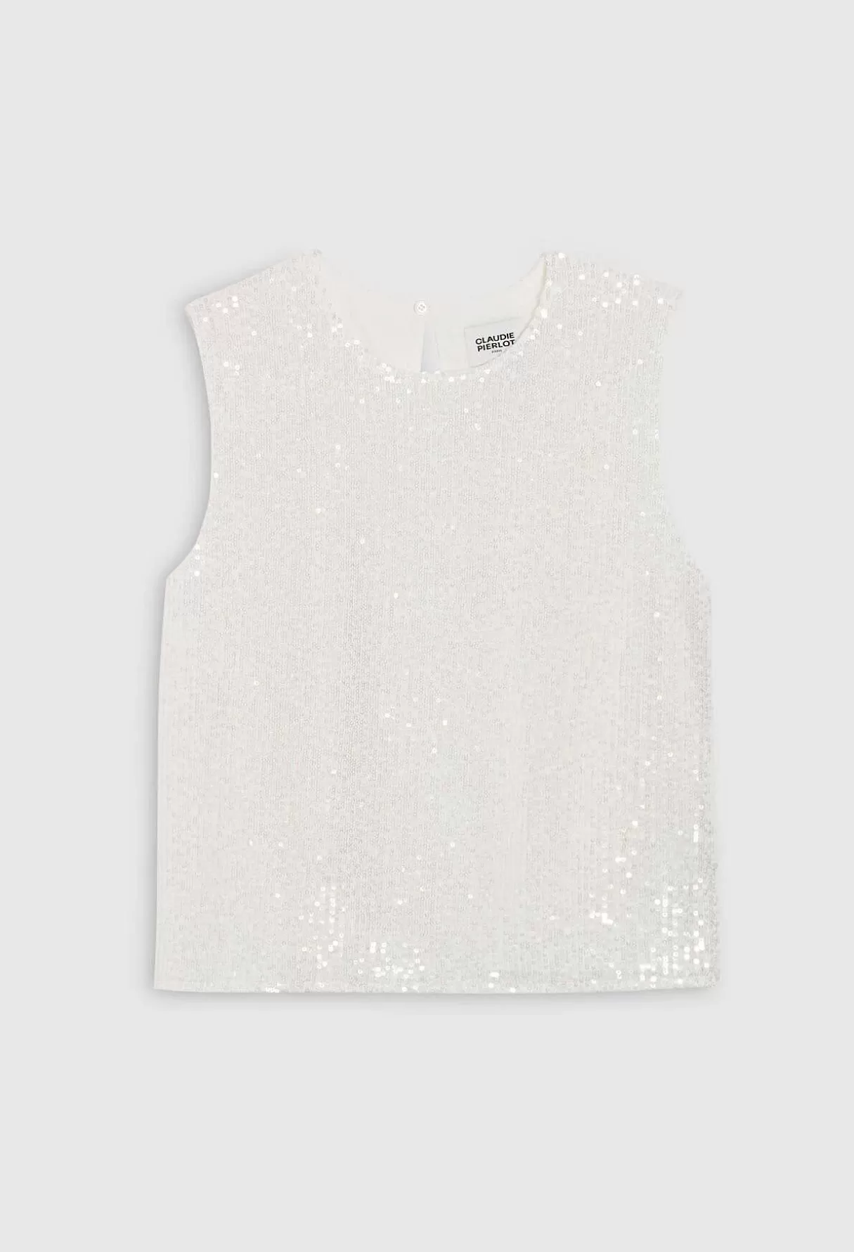 Claudie Pierlot Top Sans Manches Sequins Ecru Sale