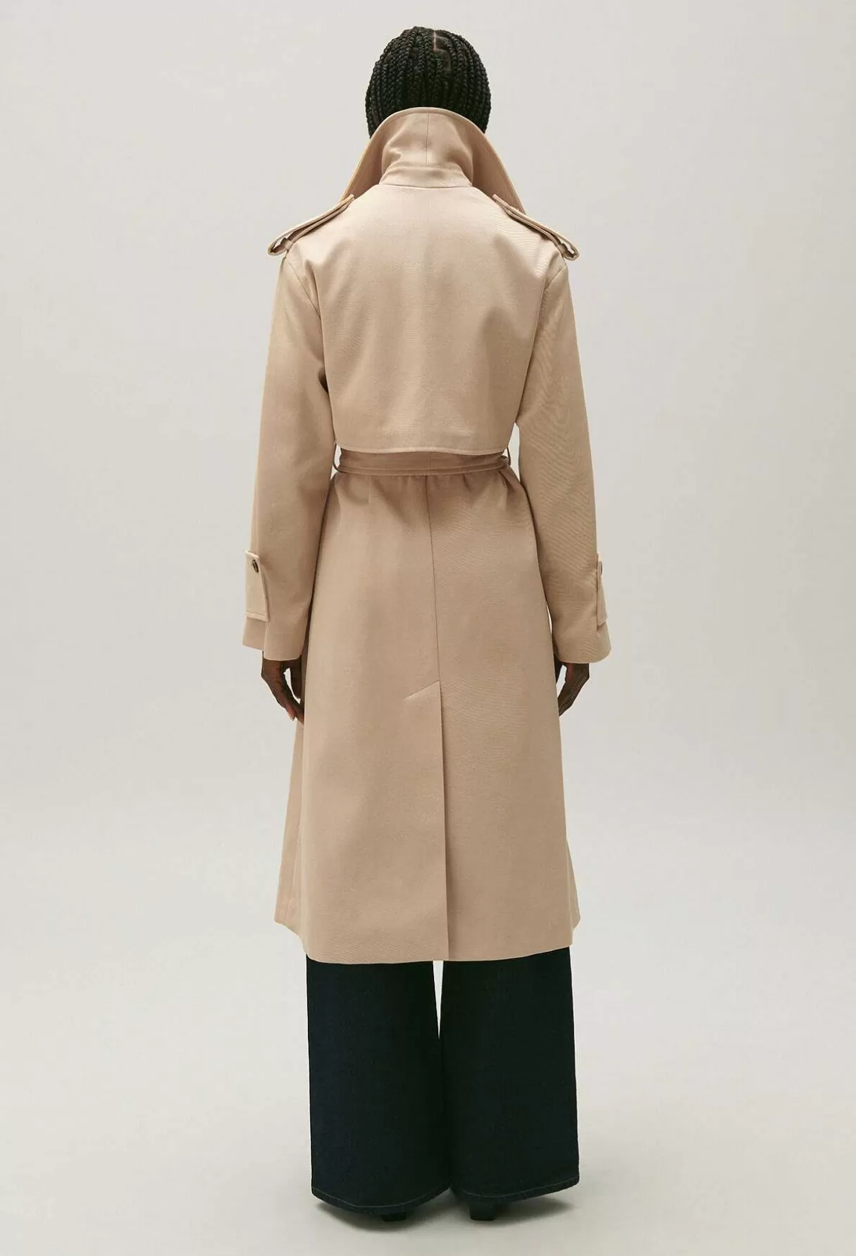 Claudie Pierlot Trench Long Coton Beige Cheap