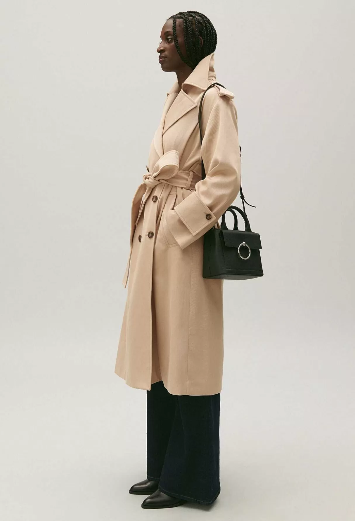 Claudie Pierlot Trench Long Coton Beige Cheap