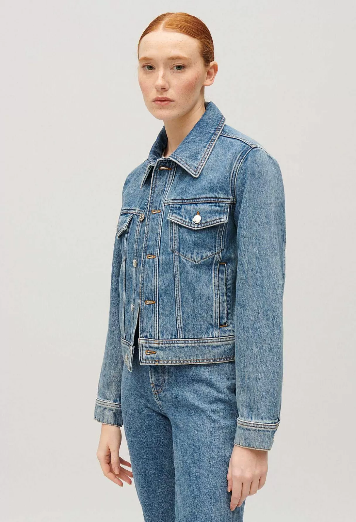 Claudie Pierlot Veste Droite Jean Bleu Fashion