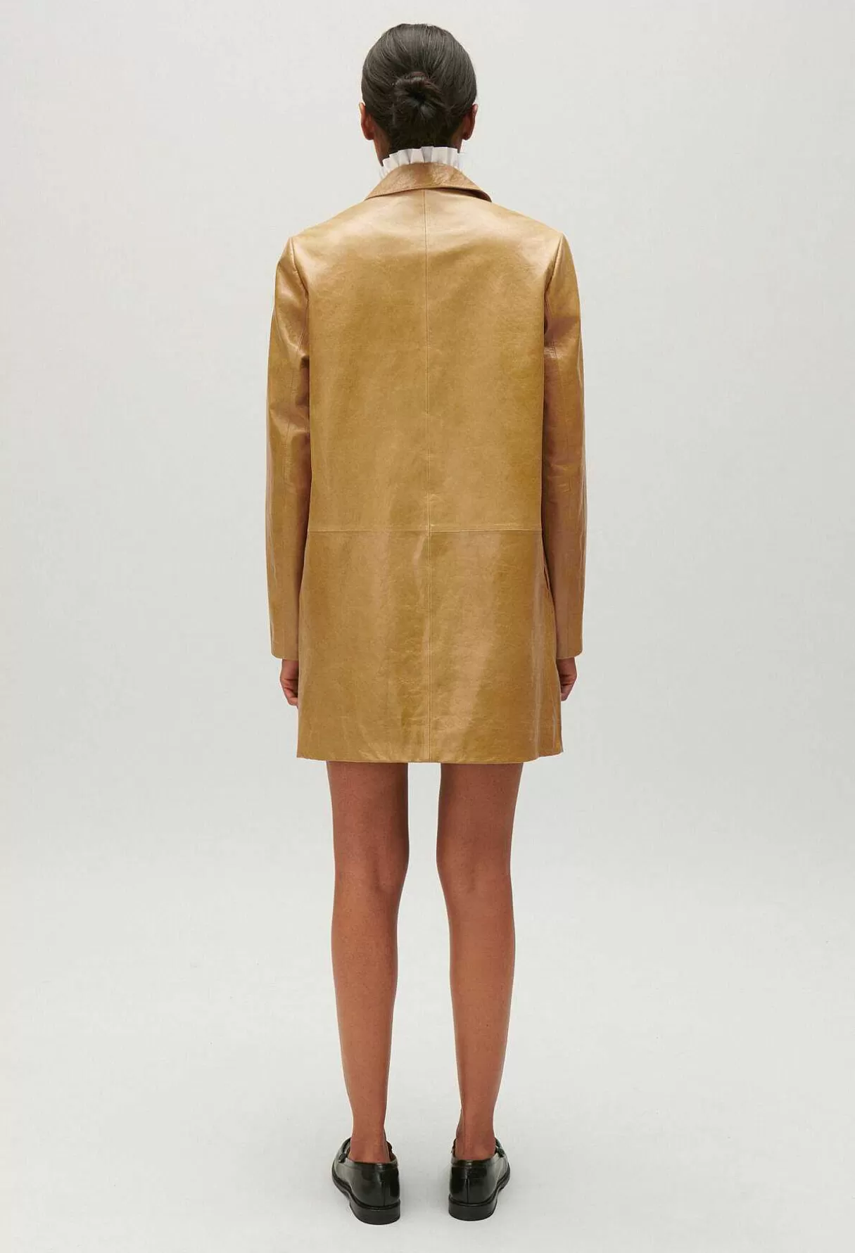 Claudie Pierlot Veste Longue Cuir Jaune Ocre Best