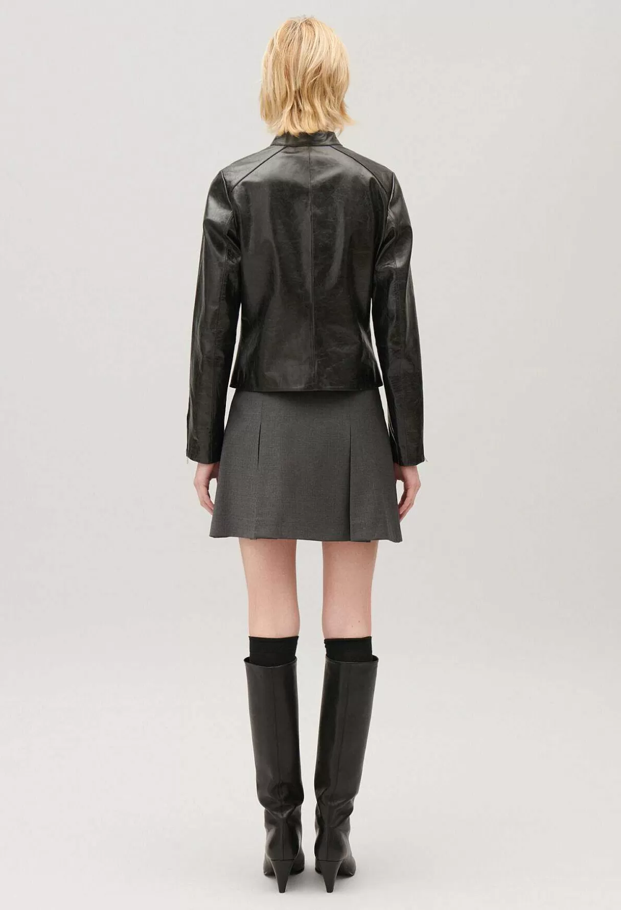 Claudie Pierlot Veste Motard Cuir Noir Flash Sale